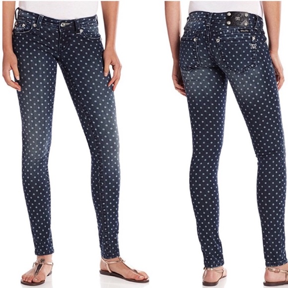 MISS ME polka dot skinny stretch jeans 26 - Picture 1 of 8
